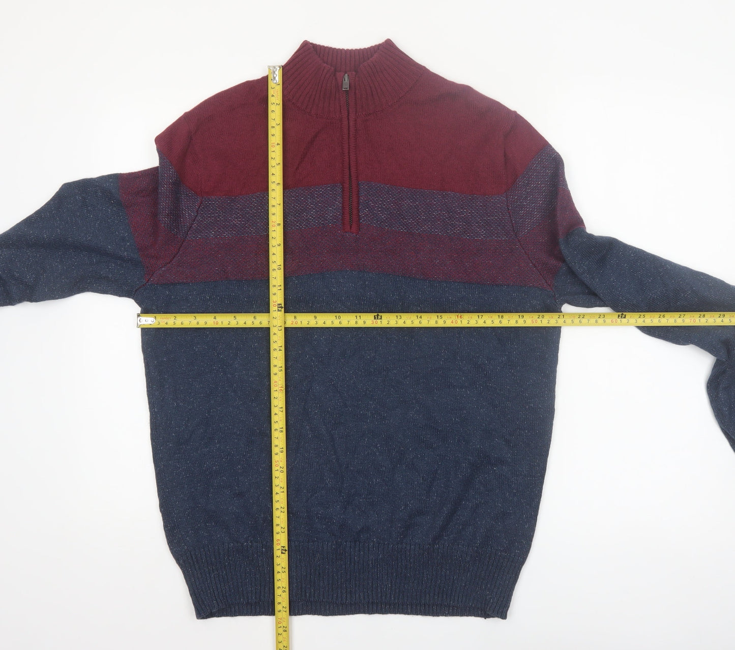 Urban Pipeline Mens Multicoloured 1/4 Zip High Neck Jumper Size L