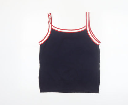 CHAPS Womens Blue Tank Top Size M Cotton Blend Scoop Neck