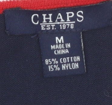 CHAPS Womens Blue Tank Top Size M Cotton Blend Scoop Neck