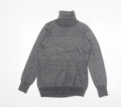 Carolyn Taylor Women's Grey Roll Neck Knit Jumper Size M