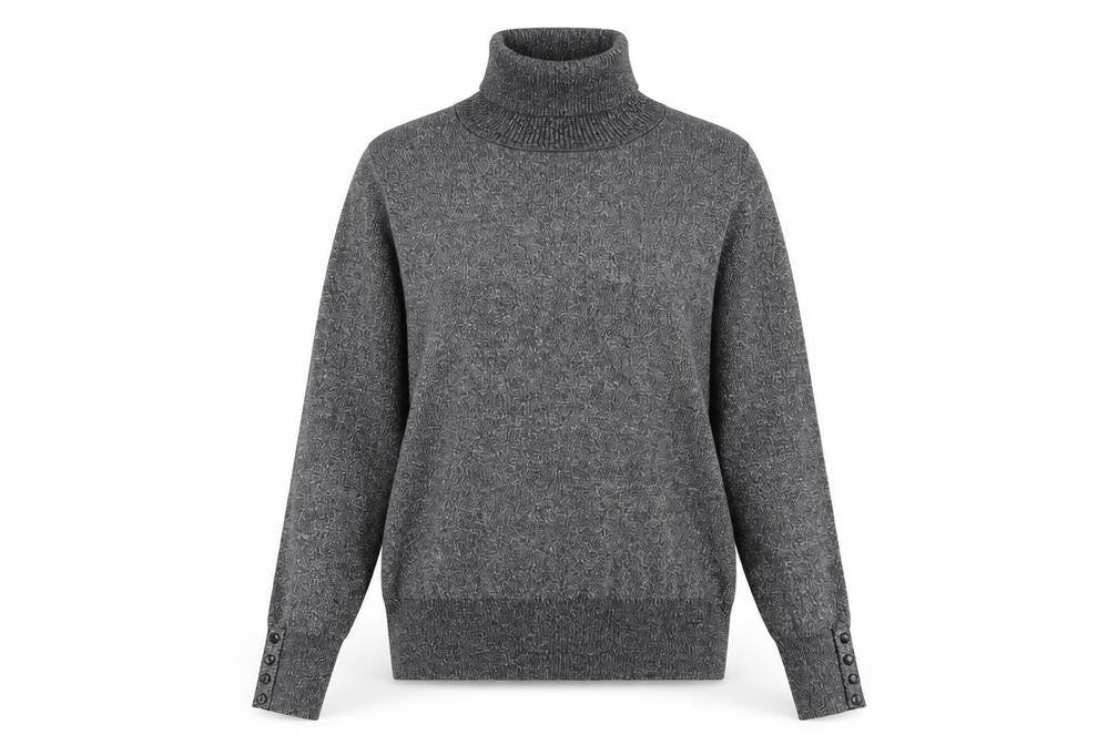 Carolyn Taylor Women's Grey Roll Neck Knit Jumper Size M
