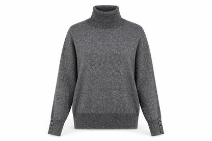 Carolyn Taylor Women's Grey Roll Neck Knit Jumper Size M