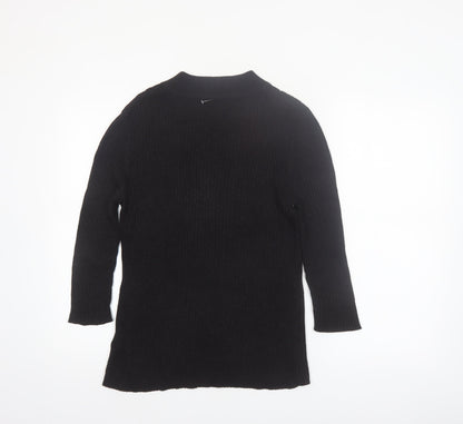 Nygard Women's Black Medium Knit Lace-Up V-Neck Long Sleeve Jumper