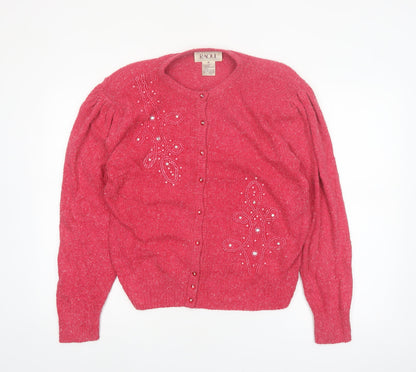 Raoul Women’s Pink Silk Angora Beaded Cardigan Size M