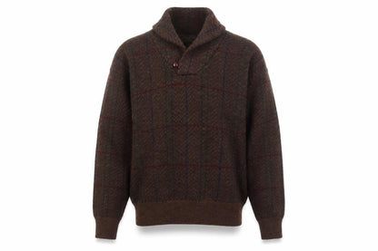 Eddie Bauer Men's Brown Wool Check Pullover Jumper L