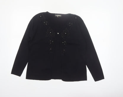 Todays Designer Womens Black M Viscose Knit Embellished Cardigan