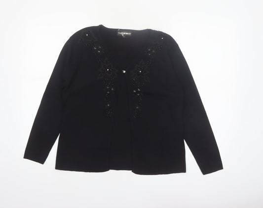 Todays Designer Womens Black M Viscose Knit Embellished Cardigan