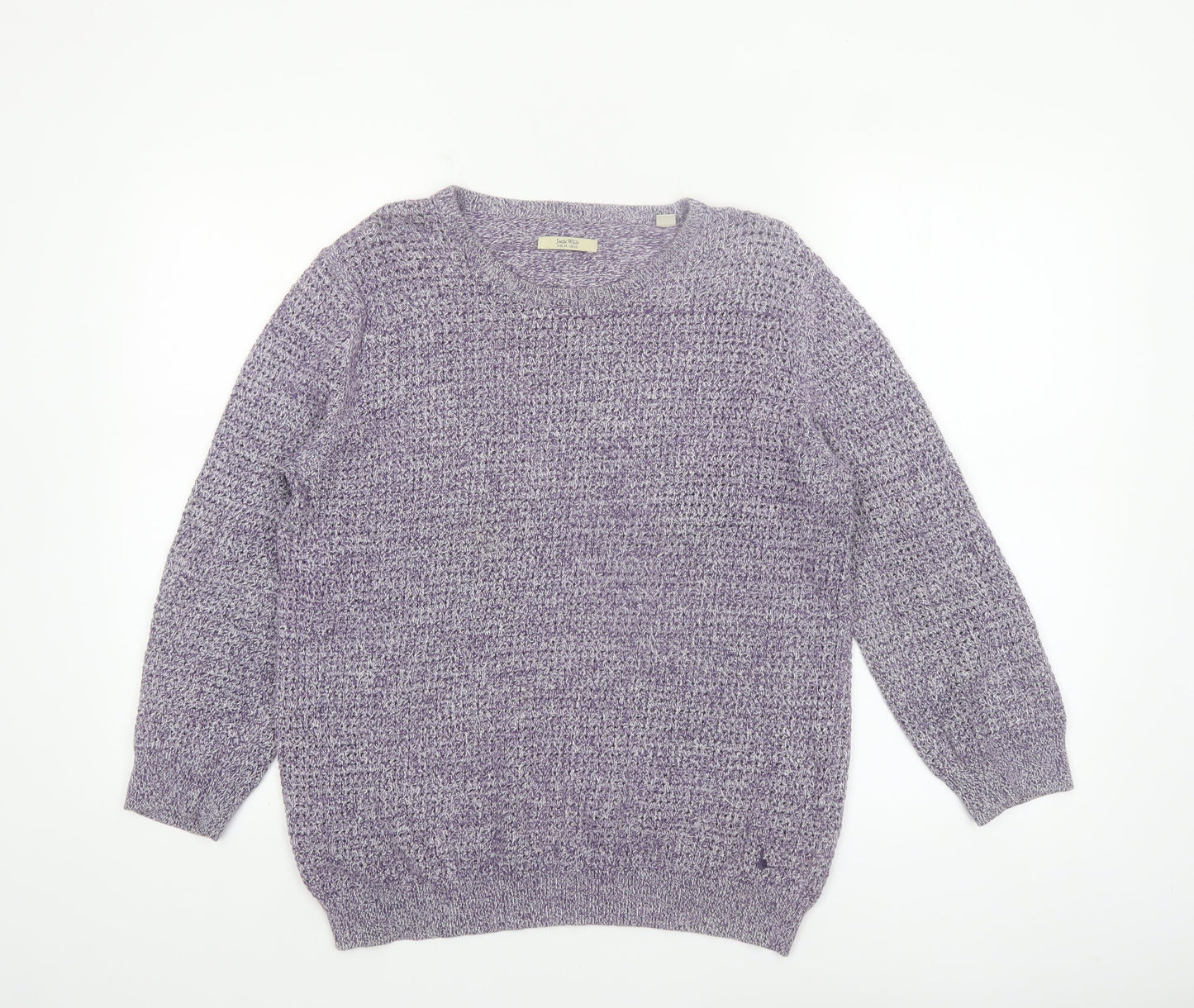 Jack Wills Womens Purple Cotton Knit Crew Neck Jumper UK 14