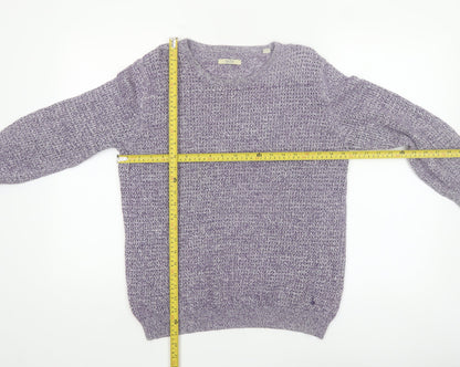 Jack Wills Womens Purple Cotton Knit Crew Neck Jumper UK 14