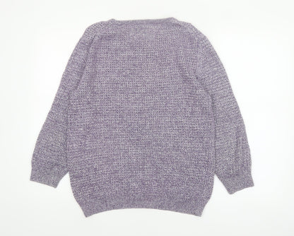 Jack Wills Womens Purple Cotton Knit Crew Neck Jumper UK 14