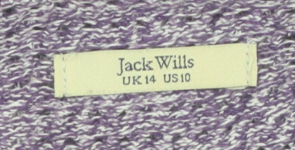 Jack Wills Womens Purple Cotton Knit Crew Neck Jumper UK 14