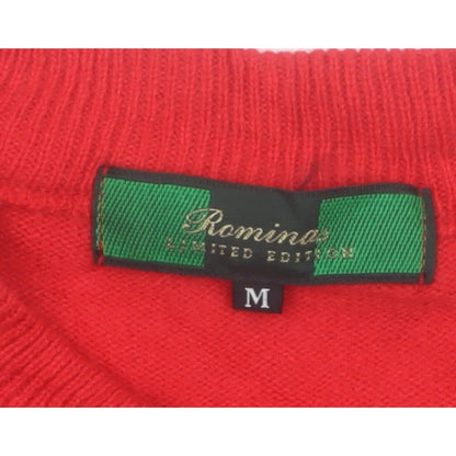 Romina Limited Edition Men's Red Check Pattern Cable Knit Jumper M