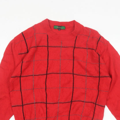 Romina Limited Edition Men's Red Check Pattern Cable Knit Jumper M