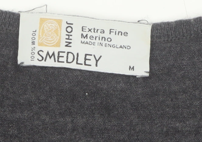 John Smedley Women's Grey Merino Wool Crew Neck Pullover Jumper M