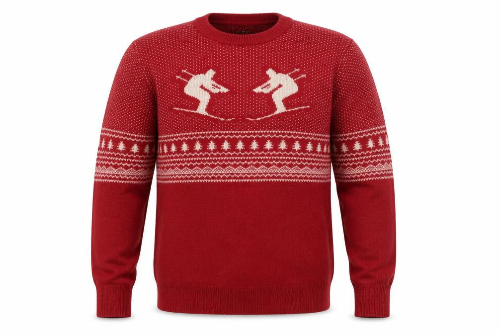 J.Crew Men's Red Wool Ski Fair Isle Crew Neck Jumper L