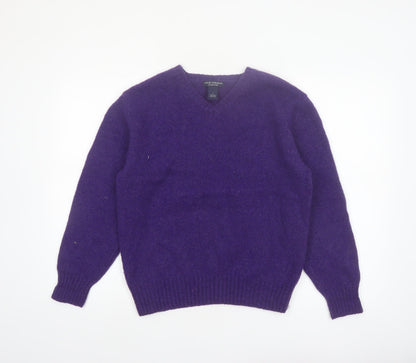 Daniel Cremieux Women's Purple Wool V-Neck Jumper Size L