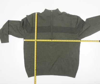 Redhead Men's Green XL 1/4 Zip High Neck Cotton Jumper