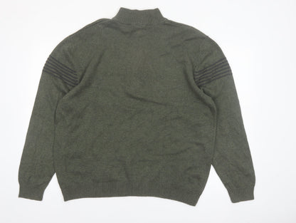 Redhead Men's Green XL 1/4 Zip High Neck Cotton Jumper
