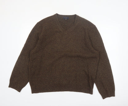 Club Room Men's Brown Lambswool V-Neck Jumper XL
