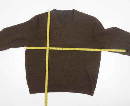 Club Room Men's Brown Lambswool V-Neck Jumper XL