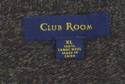 Club Room Men's Brown Lambswool V-Neck Jumper XL