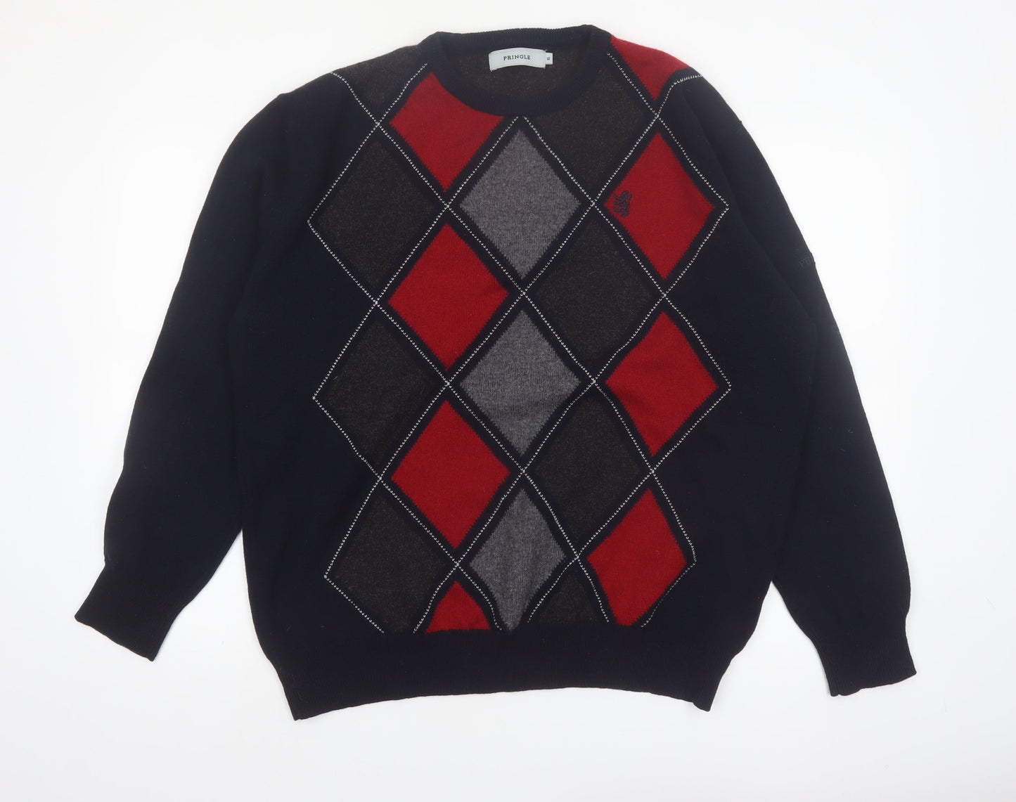 Pringle Men's Multicoloured Argyle Wool Crew Neck Jumper XL