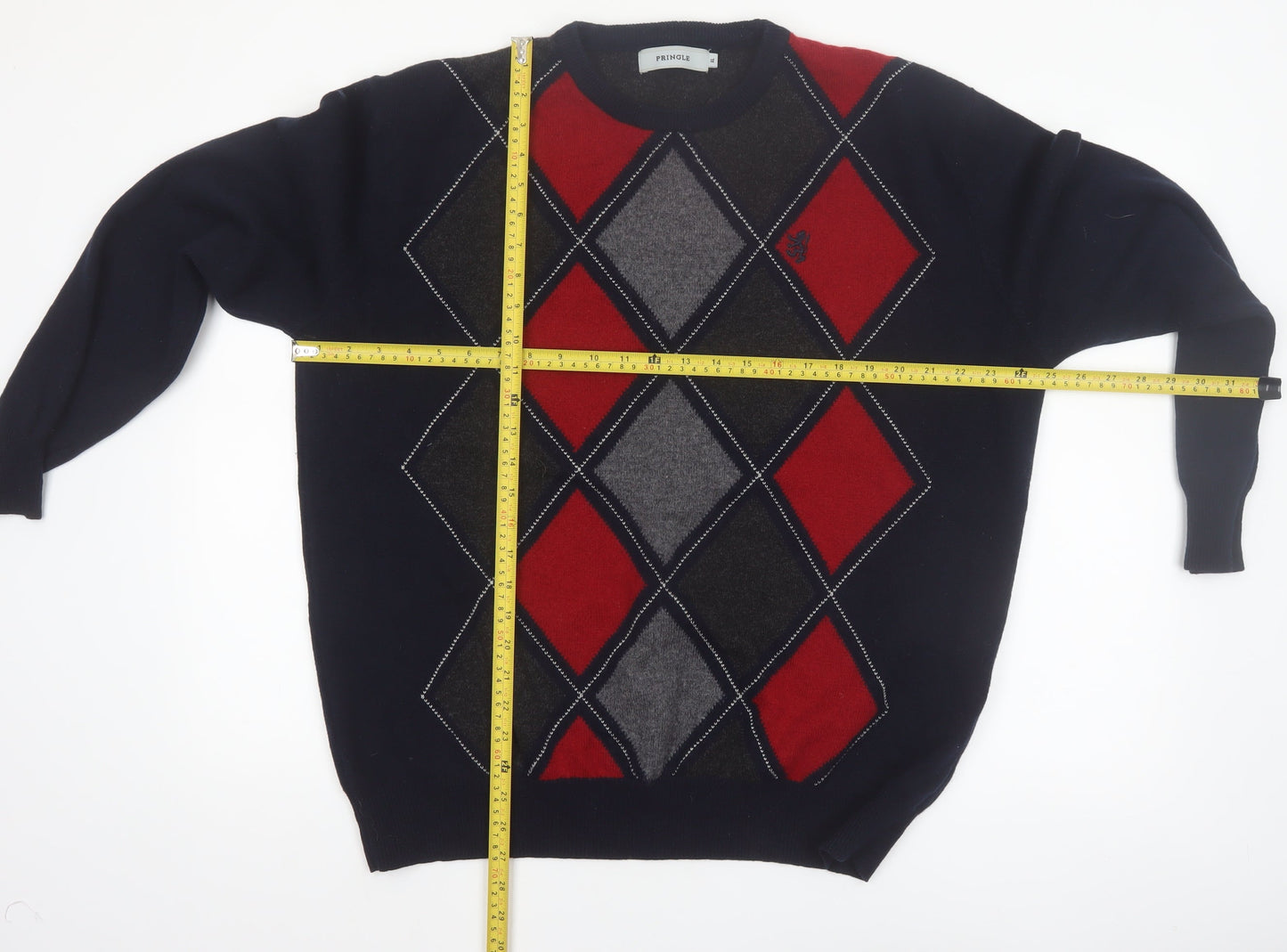 Pringle Men's Multicoloured Argyle Wool Crew Neck Jumper XL