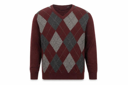 Haggar Men’s Red Argyle V-Neck Acrylic Jumper 2XL