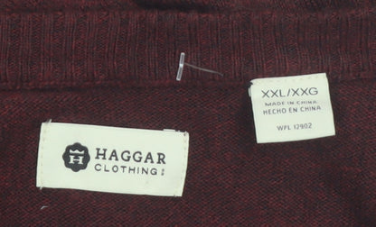 Haggar Men’s Red Argyle V-Neck Acrylic Jumper 2XL