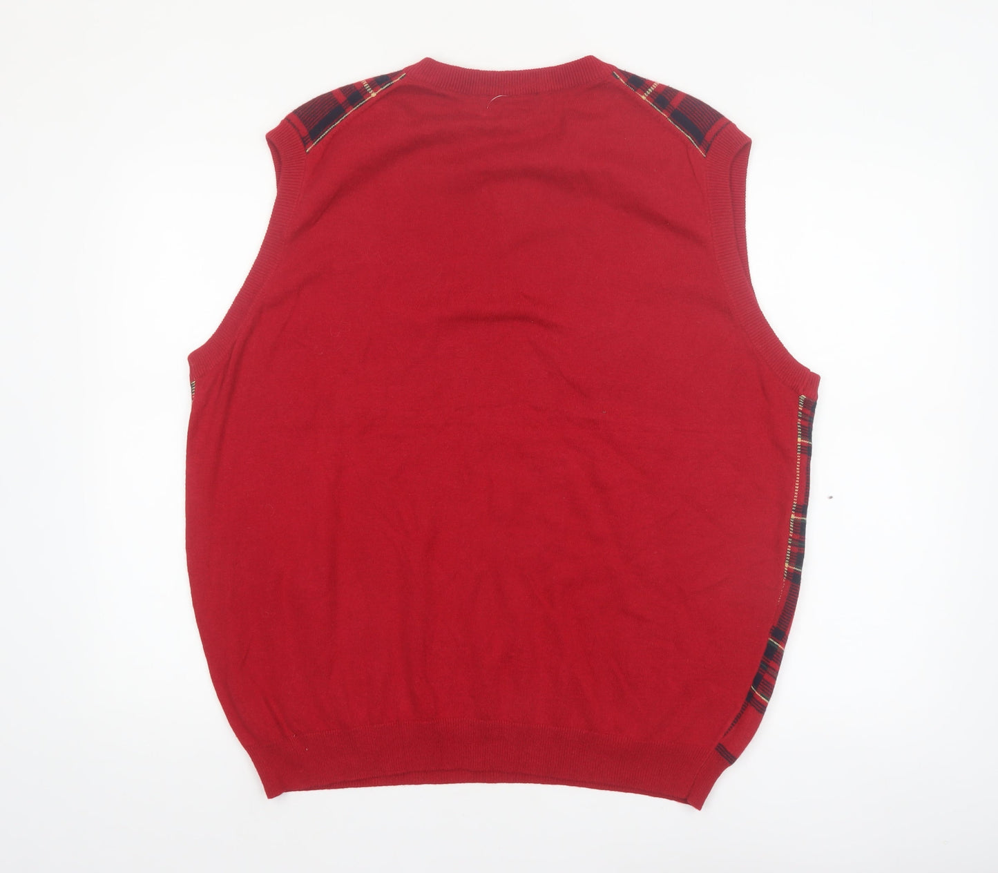 Roundtree & Yorke Men's Red Check Wool Vest L