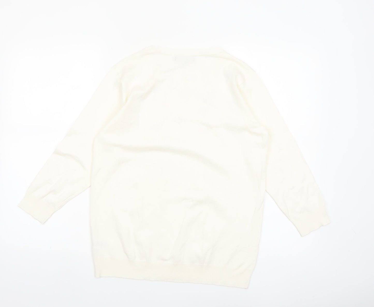 Bonmarche Women Ivory Floral Embroidered Pullover Jumper Size 14