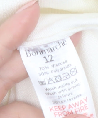Bonmarche Women Ivory Floral Embroidered Pullover Jumper Size 14