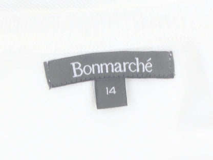 Bonmarche Women Ivory Floral Embroidered Pullover Jumper Size 14