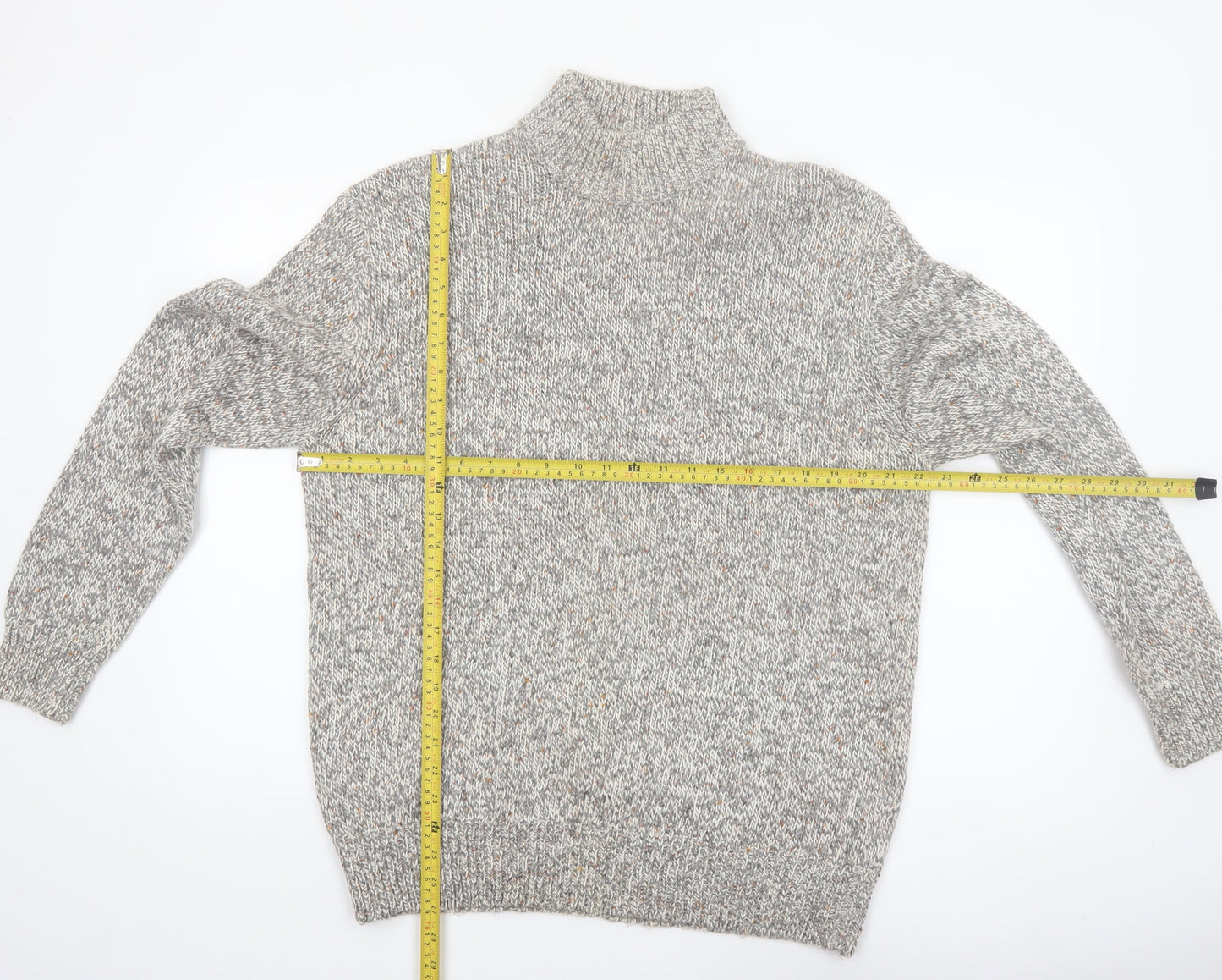 Next Men's Grey Roll Neck Chunky Knit Jumper XL Cotton Blend