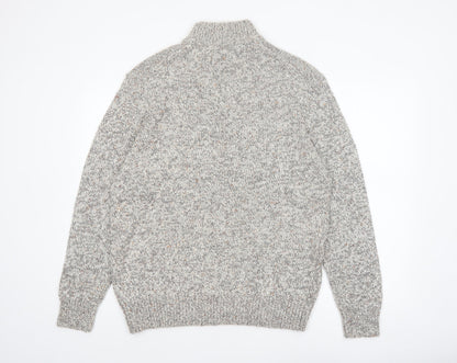 Next Men's Grey Roll Neck Chunky Knit Jumper XL Cotton Blend