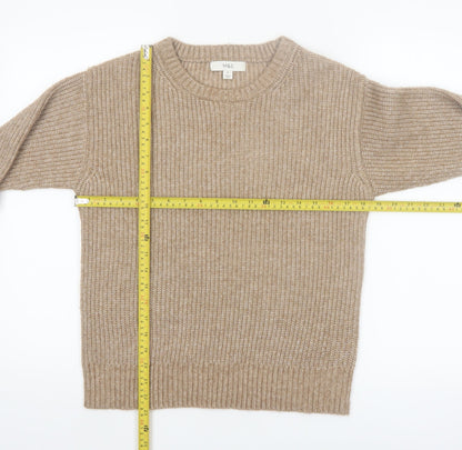 Marks and Spencer Women Beige XS Chunky Knit Crew Neck Jumper