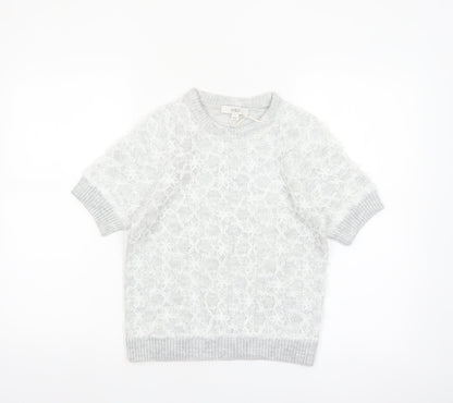 Marks and Spencer Women’s Grey Short Sleeve Floral Knit Jumper S