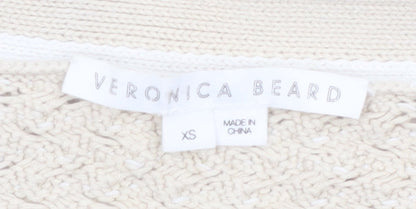 Veronica Beard Women Beige XS Cable-Knit Cotton Cardigan Jumper