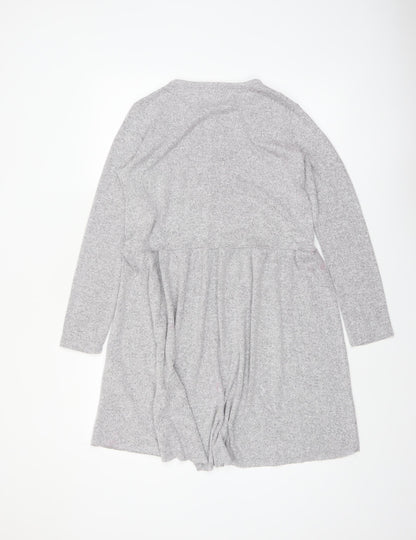 Zara Women Grey Long Sleeve Skater Dress Size M - Beaded Knit
