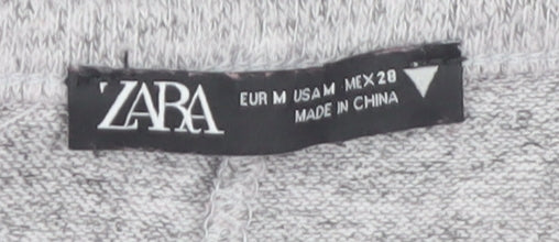 Zara Women Grey Long Sleeve Skater Dress Size M - Beaded Knit