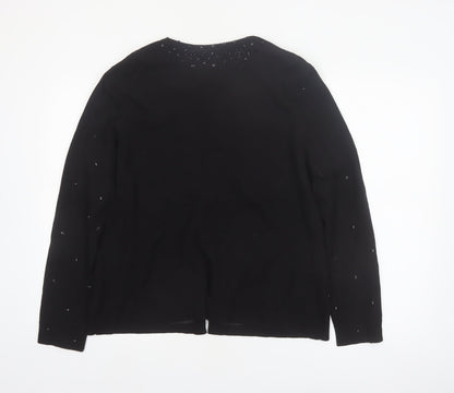Nygard Collection Women's Black Beaded Cardigan L Silk Blend