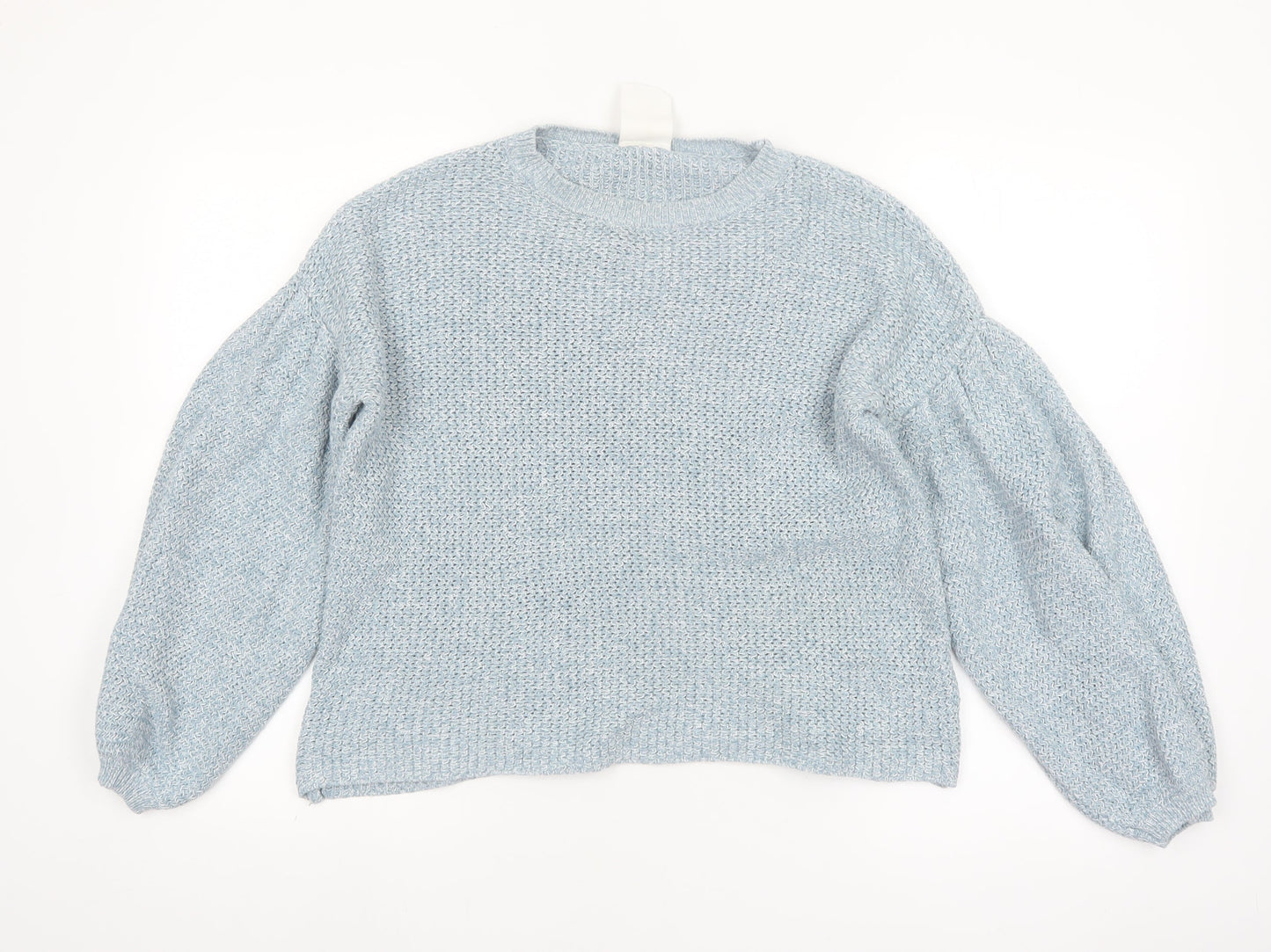 Thought Women Blue Cotton Knit Balloon Sleeve Jumper Size 10