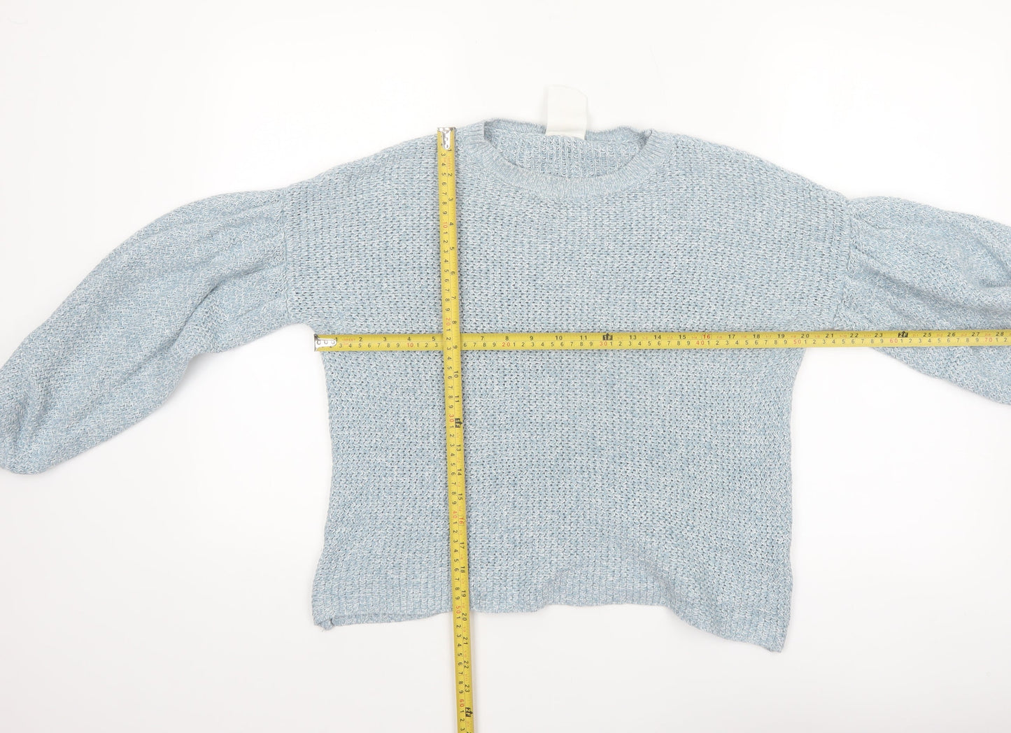 Thought Women Blue Cotton Knit Balloon Sleeve Jumper Size 10