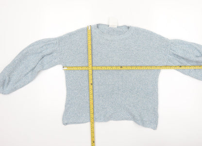 Thought Women Blue Cotton Knit Balloon Sleeve Jumper Size 10