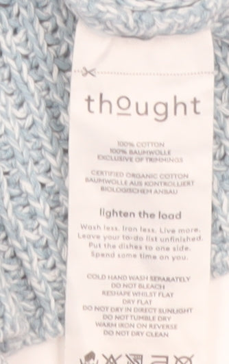 Thought Women Blue Cotton Knit Balloon Sleeve Jumper Size 10
