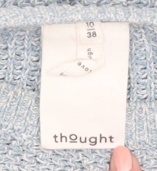 Thought Women Blue Cotton Knit Balloon Sleeve Jumper Size 10