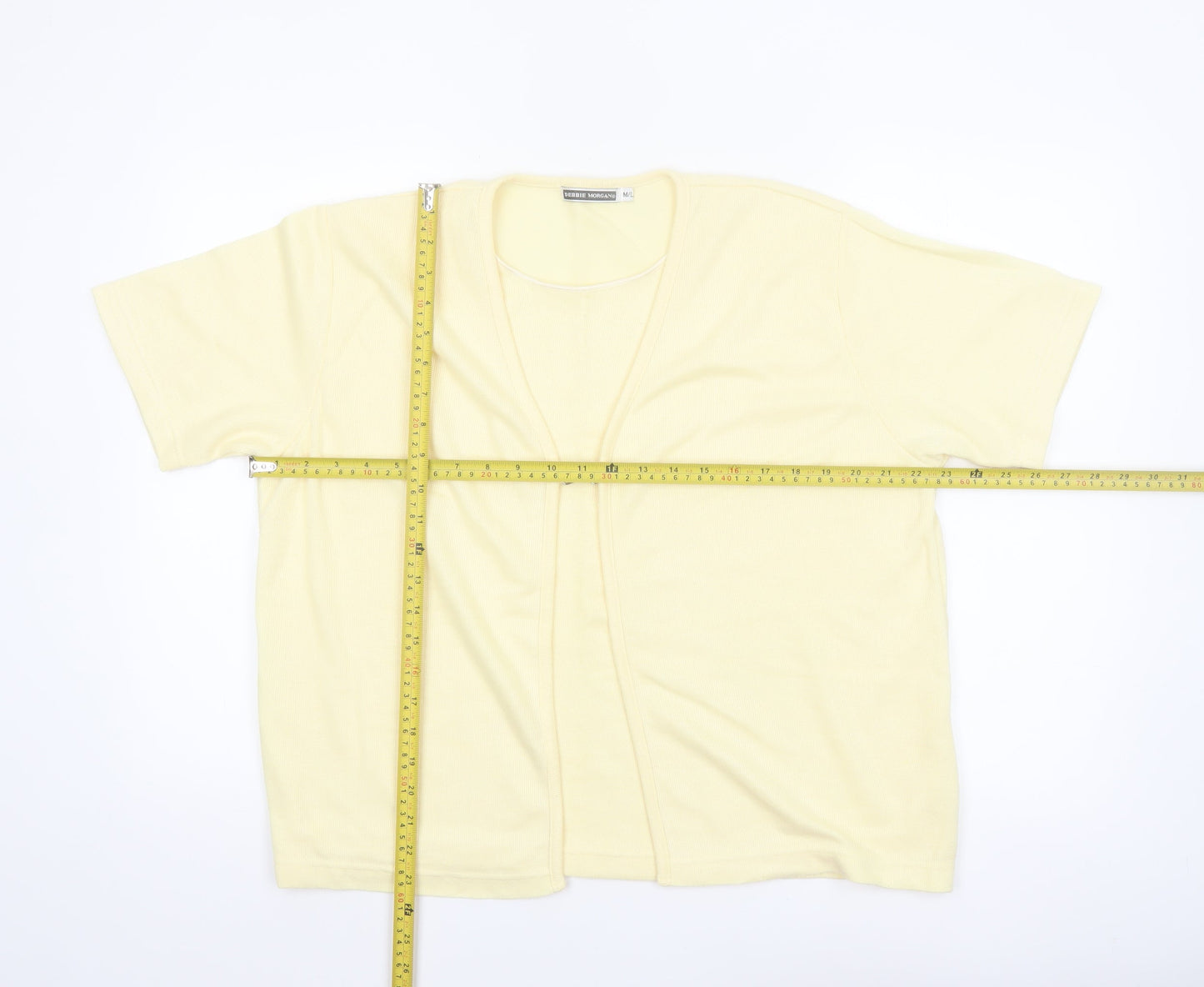 Debbie Morgan Women’s Yellow Short Sleeve V-Neck Cardigan M
