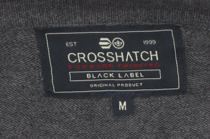 Crosshatch Men Grey Crew Neck Knit Pullover Jumper Size M