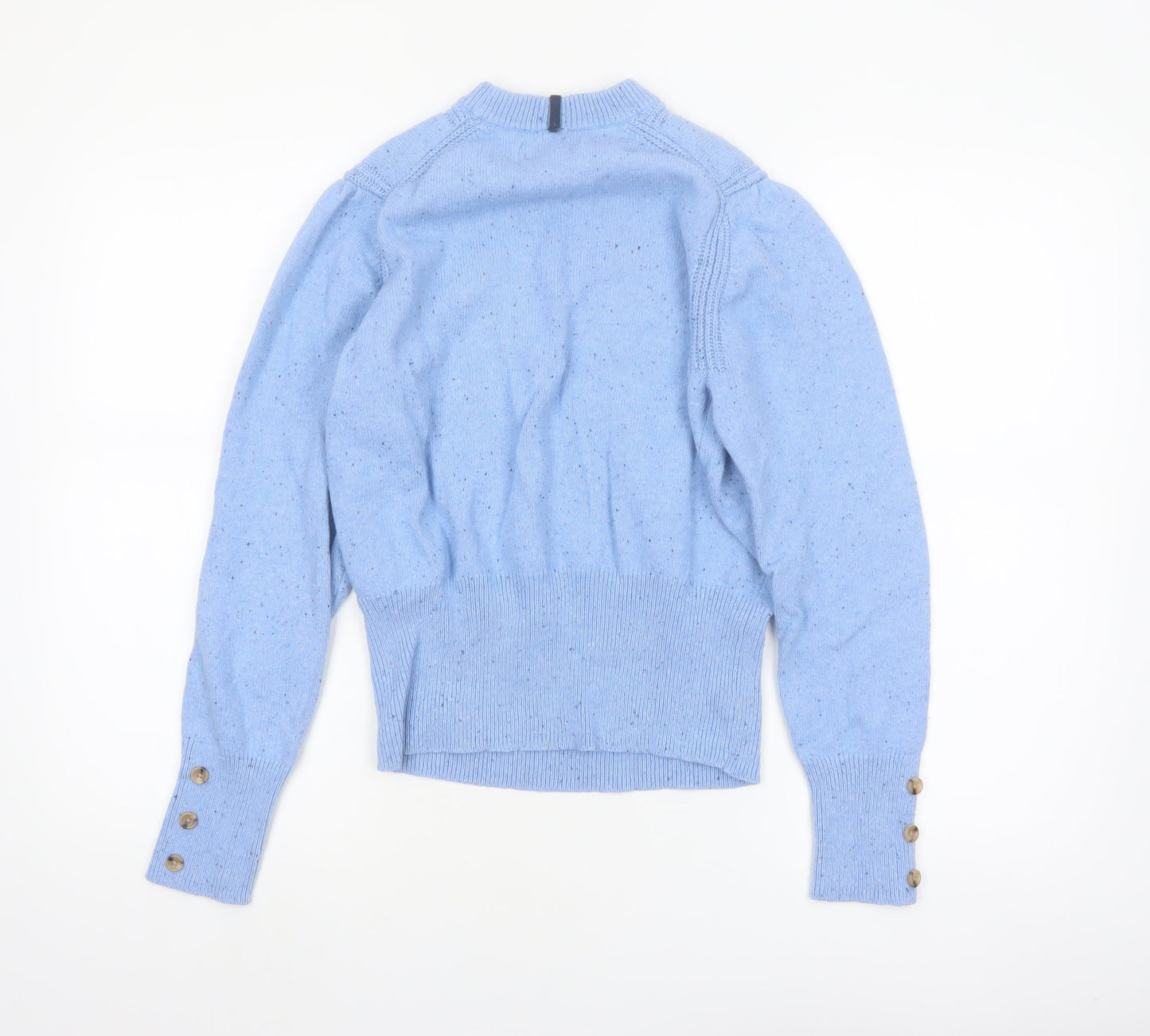 Marks and Spencer Per Una Women Blue Wool Blend Mock Neck Jumper Size 14