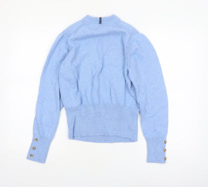 Marks and Spencer Per Una Women Blue Wool Blend Mock Neck Jumper Size 14